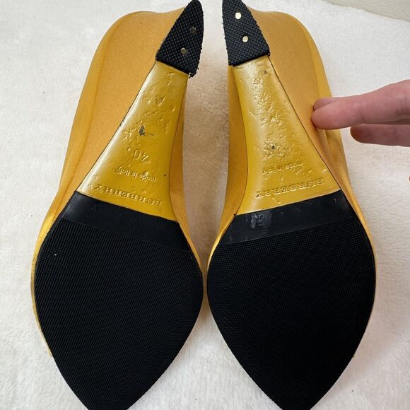 Burberry Prorsum Womens Shoes Satin Wedge Heels Runway 2013 Yellow Size 40 - Picture 10 of 11